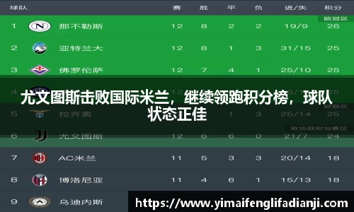 尤文图斯击败国际米兰，继续领跑积分榜，球队状态正佳