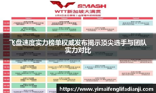 飞盘速度实力榜单权威发布揭示顶尖选手与团队实力对比
