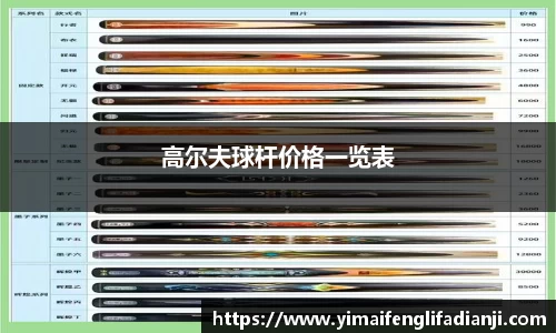 高尔夫球杆价格一览表