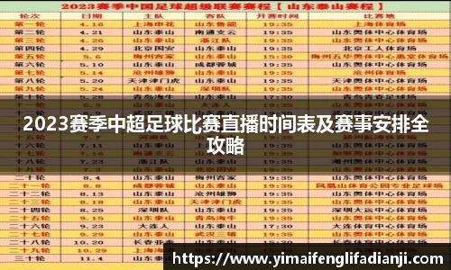 2023赛季中超足球比赛直播时间表及赛事安排全攻略